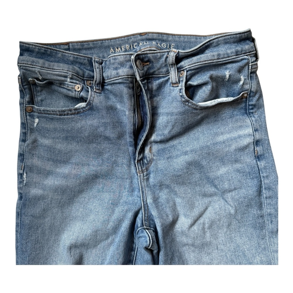 AE American Eagle Stylish High Waist Blue Flared Women Jeans - Picture 5 of 6